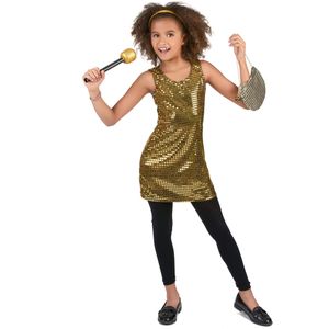Goudkleurig glitter disco kostuum voor meisjes