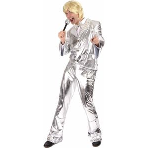 Glanzend zilverkleurig disco kostuum voor mannen