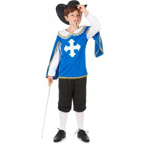 Blauw musketierskostuum met hoed voor jongens