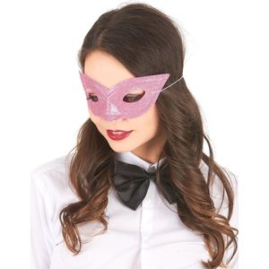 Roze Venetiaans oogmasker met pailletten voor volwassenen