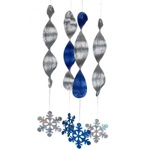 4 spiraal kerst versieringen met sneeuwvlokken