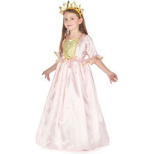 Roze prinses kostuum met goudkleurige kroon voor meisjes