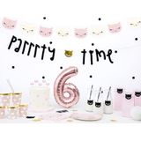 6 witte en roze katten verjaardagskaarsjes