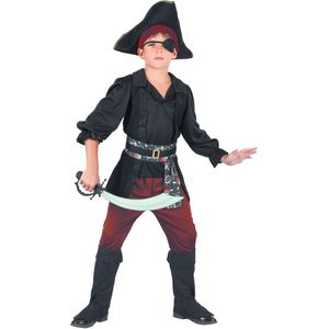 Zwart en rood piraat kostuum voor jongens