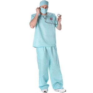 Blauw chirurg kostuum voor heren
