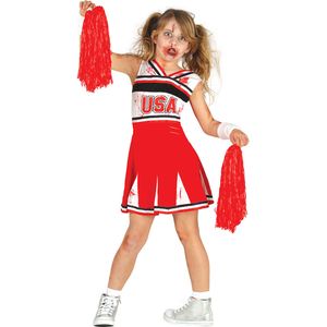 Rood en wit zombie cheerleader kostuum voor meisjes