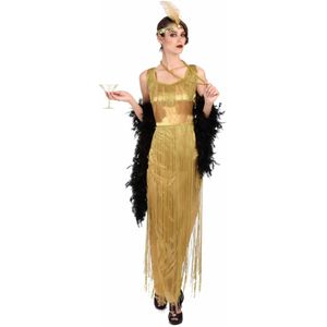 Goudkleurig charleston kostuum met franjes voor vrouwen