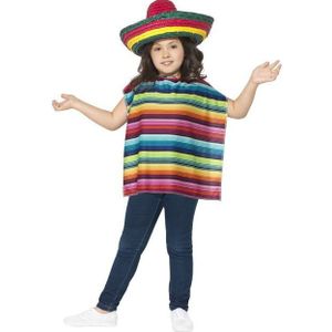 Mexicaanse sombrero en poncho voor kinderen