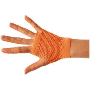Korte oranje netstof handschoenen voor volwassenen