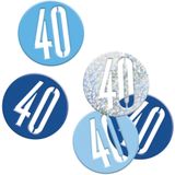 Blauw en grijze confetti 40 jaar
