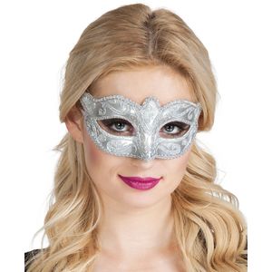 Zilverkleurig Venetiaanse masker met glitters vrouwen