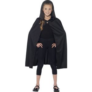 Zwarte cape met capuchon en voor kinderen