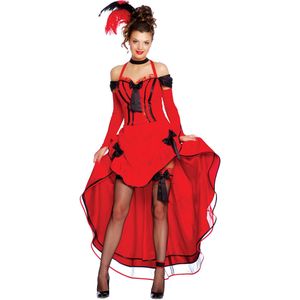 Rood cancan danseres kostuum voor vrouwen