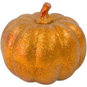 Oranje pompoen met glitter 12,5 cm