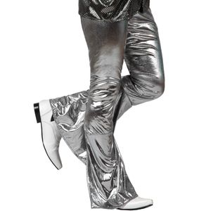 Zilverkleurige disco broek voor mannen