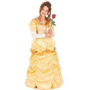 Geel satijnachtig prinses kostuum voor meisjes