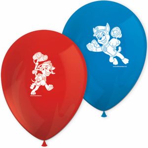 8 latex rode en blauwe Paw Patrol ballonnen