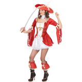 Sexy rood en wit musketier kostuum voor vrouwen