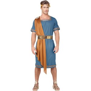 Blauw en oranje Romeinse keizer kostuum voor volwassenen