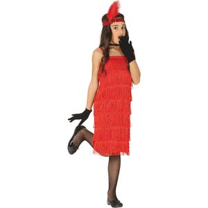 Rood charleston kostuum met franjes voor meisjes