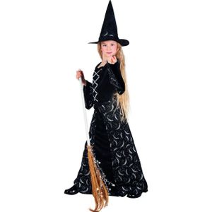 Halloween heks kostuum voor meisjes met halve maan motief