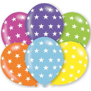 6 veelkleurige sterren ballonnen