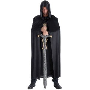 Lange zwarte ridder cape voor volwassenen