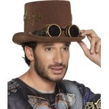 Bruine Steampunk hoge hoed met tandwielen voor volwassenen