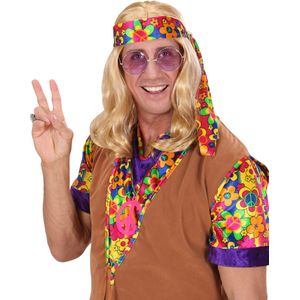 Blonde hippie feestpruik voor volwassenen