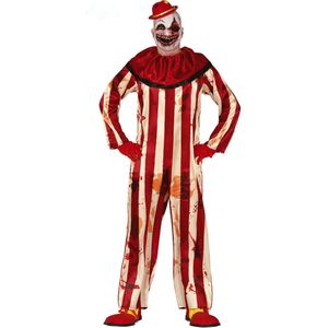 Rood en wit horror clown kostuum voor mannen