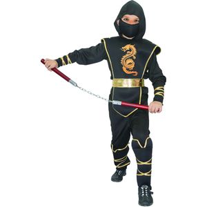Zwart met goud ninja pak voor jongens