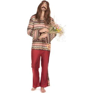 Bordeaux rood hippie kostuum voor mannen