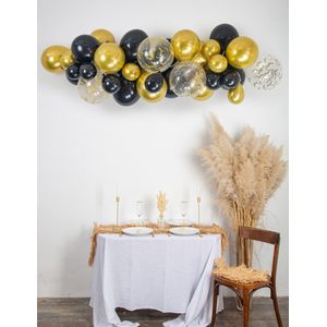 Boogset van 34 zwarte, goudkleurige en transparante Halloweenballonnen met vleermuizen