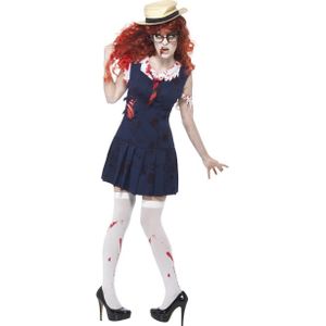 Zombie Halloween kostuum van schoolmeisje volwassenen