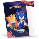 8 uitnodigingen Sonic Prime 10 x 15 cm