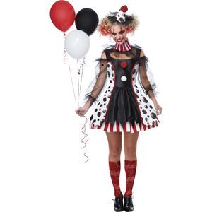 Psycho clown outfit met stippen voor dames