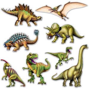 8 kartonnen dinosaurus plaatjes