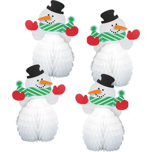 4 mini sneeuwpop versieringen