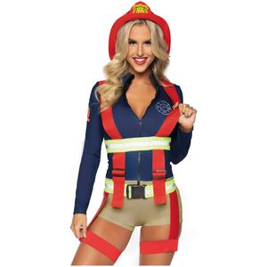 Luxe vermomming met short sexy brandweervrouw
