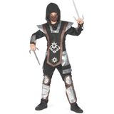 Zwart en zilverkleurig shuriken ninja kostuum voor kinderen