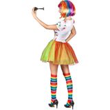 Veelkleurige verf clown kostuum voor vrouwen