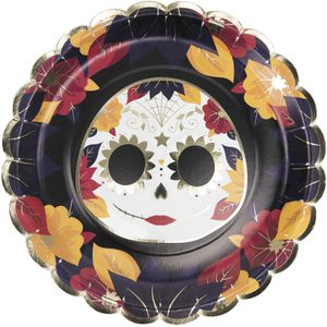 8 kartonnen borden Dia de los muertos 23 cm