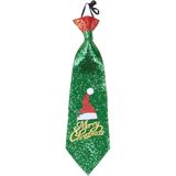 Vrolijk Kerstfeest groene stropdas met glitters