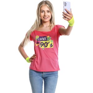 T-shirt I love the 90's roze voor dames