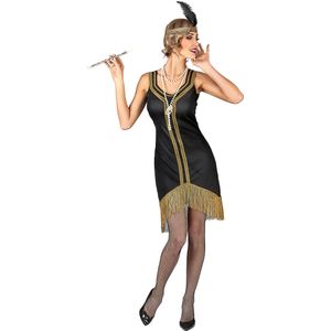 Zwart en goudkleurig charleston kostuum voor vrouwen
