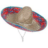 Sombrero met roze en blauwe rand voor volwassenen