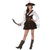 Bruin-wit piraten kostuum voor vrouwen
