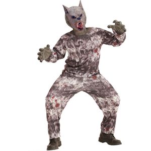Grijs weerwolf kostuum met masker voor kinderen