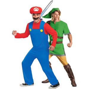 Mario en Zelda volwassen koppel kostuum