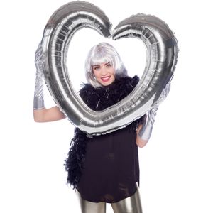 Zilverkleurig hart aluminium ballon